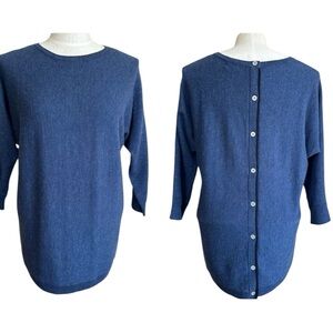 Fat Face Wool Cashmere Sweater Women
Back Button Detail 3/4 Dolman Sleeve
Blue 8